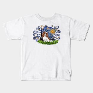 Cavalier King Charles Spaniel (Blenheim) in Starry Night Adaptation Kids T-Shirt